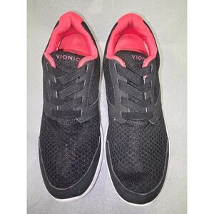 Vionic Maeve Black Pink Sneakers Women's Size 8 Lightweight Slipon Shoes